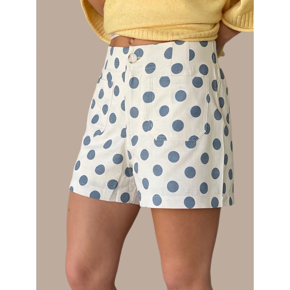 NWT Jodifl High Waist Polka Dot Print Shorts - Denim Blue Size L SOLD OUT